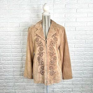 Nolan Miller Glamour Style Beaded Embroidered Suede Jacket Size Large